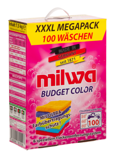 milwa Budget Color 7,5 kg Colorwaschmittel – XXL Megapack für 100 Wäschen