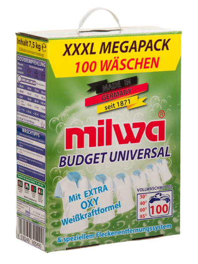 milwa Budget Universal 7,5 kg Vollwaschmittel – XXL Megapack für 100 Wäschen