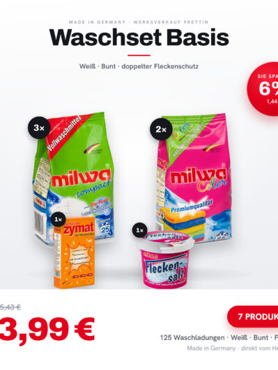 milwa Waschset BASIS – 7 Produkte, 23,99 €, Made in Germany